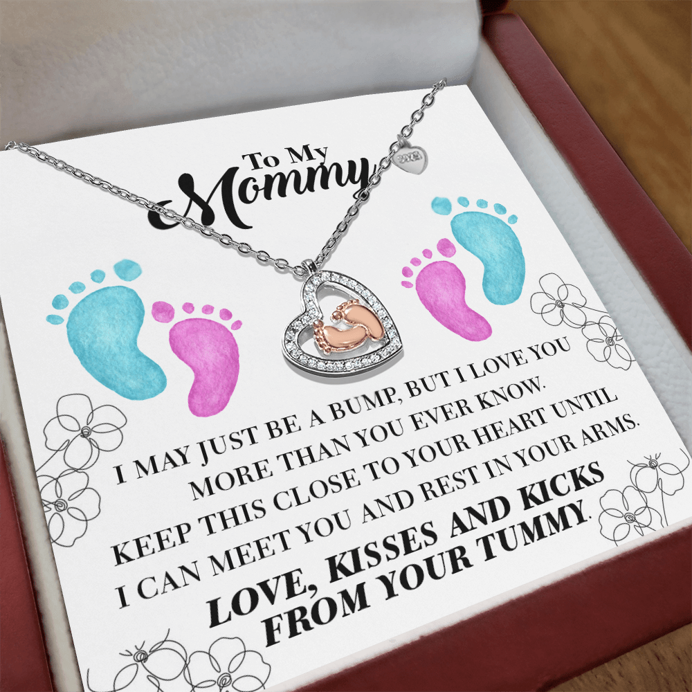 Baby Feet Heart Necklace – Mom to Be Gift from Bump - TreasuredTale