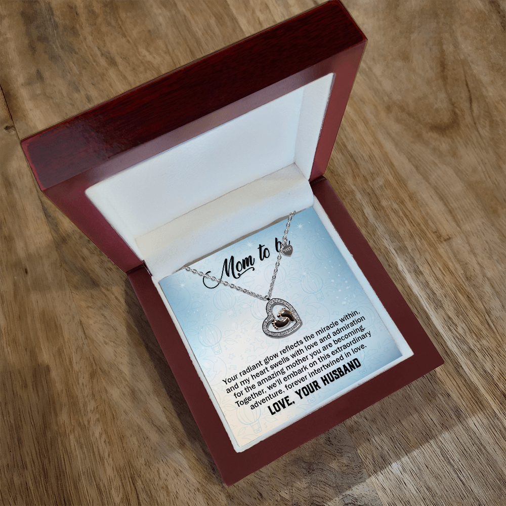 Baby Feet Heart Necklace for Mom To Be / Future Mom - Mother's Day Gift