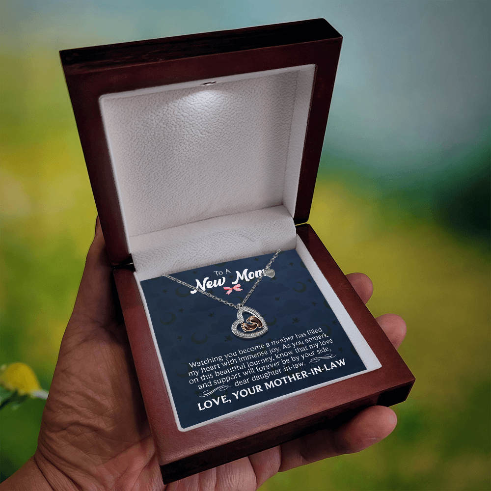 Baby Feet Heart Necklace for Daughter-In-Law from Mother-In-Law - Mother's Day Gift