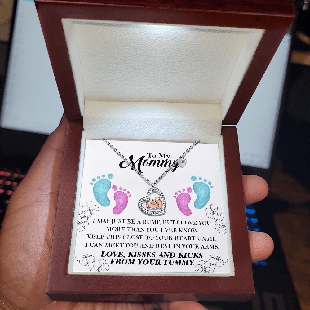 Baby Feet Heart Necklace – Mom to Be Gift from Bump - TreasuredTale