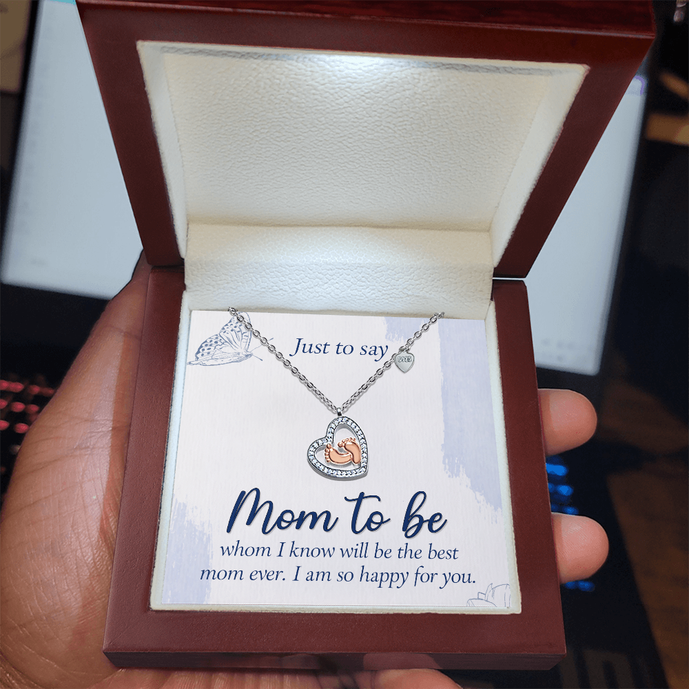 Baby Feet Heart Necklace to Mom To Be / Future Mom - Mother's Day Gift