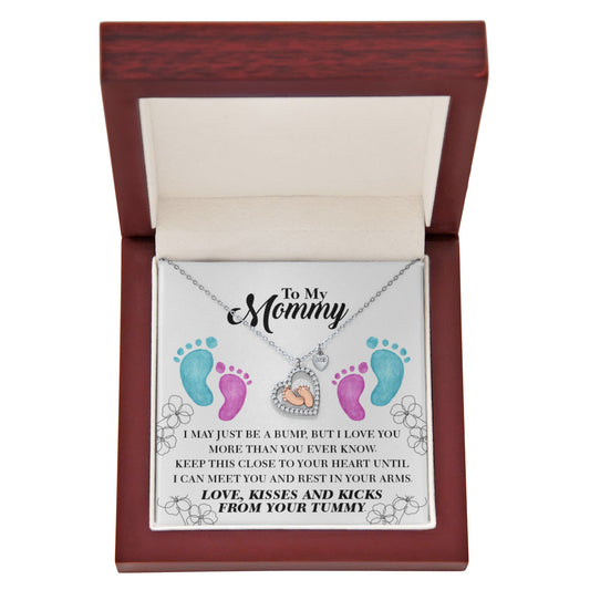 Baby Feet Heart Necklace – Mom to Be Gift from Bump