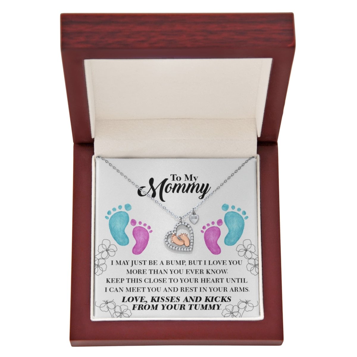 Baby Feet Heart Necklace – Mom to Be Gift from Bump - TreasuredTale