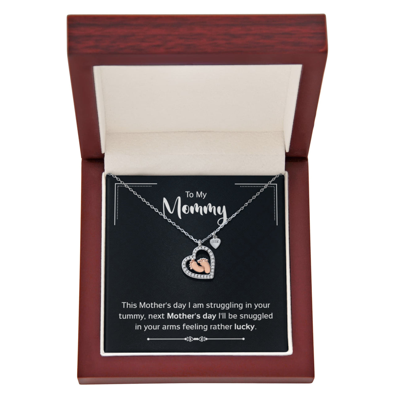 Baby Feet Heart Necklace for Mom To Be / Future Mom - Mother's Day Gift for Mommy