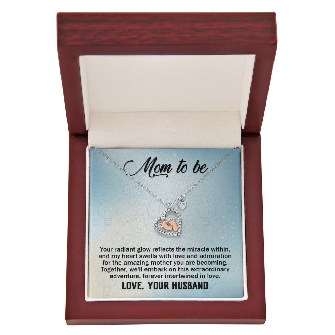 Baby Feet Heart Necklace for Mom To Be / Future Mom - Mother's Day Gift
