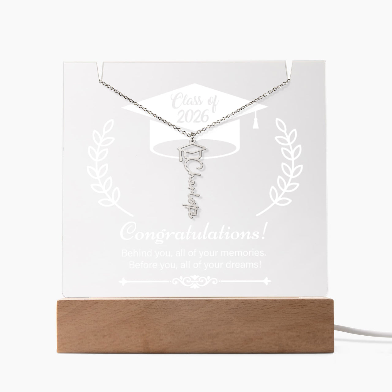 Keepsake Acrylic with Graduation Cap Name Necklace Bundle - Graduation