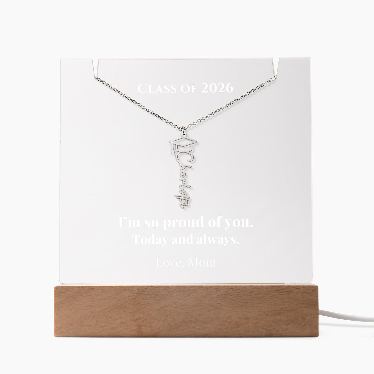 Keepsake Acrylic with Graduation Cap Name Necklace Bundle - SHE DID IT