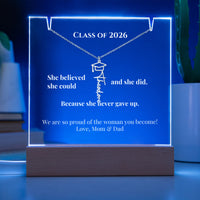 Keepsake Acrylic with Graduation Cap Name Necklace Bundle - Graduation she believe