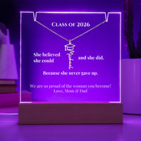Keepsake Acrylic with Graduation Cap Name Necklace Bundle - Graduation she believe