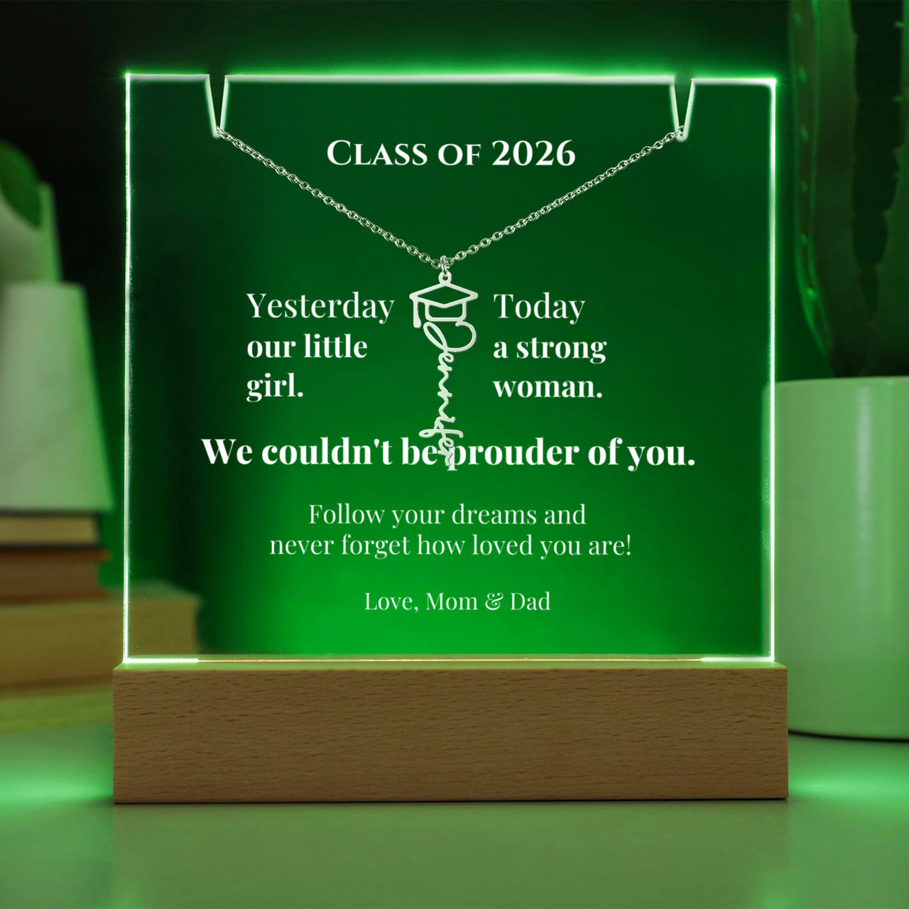 Keepsake Acrylic with Graduation Cap Name Necklace Bundle - Graduation OUR LITTLE GIRL