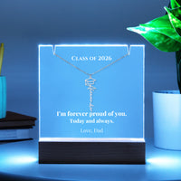 Keepsake Acrylic with Graduation Cap Name Necklace Bundle - FOREVER PROUD