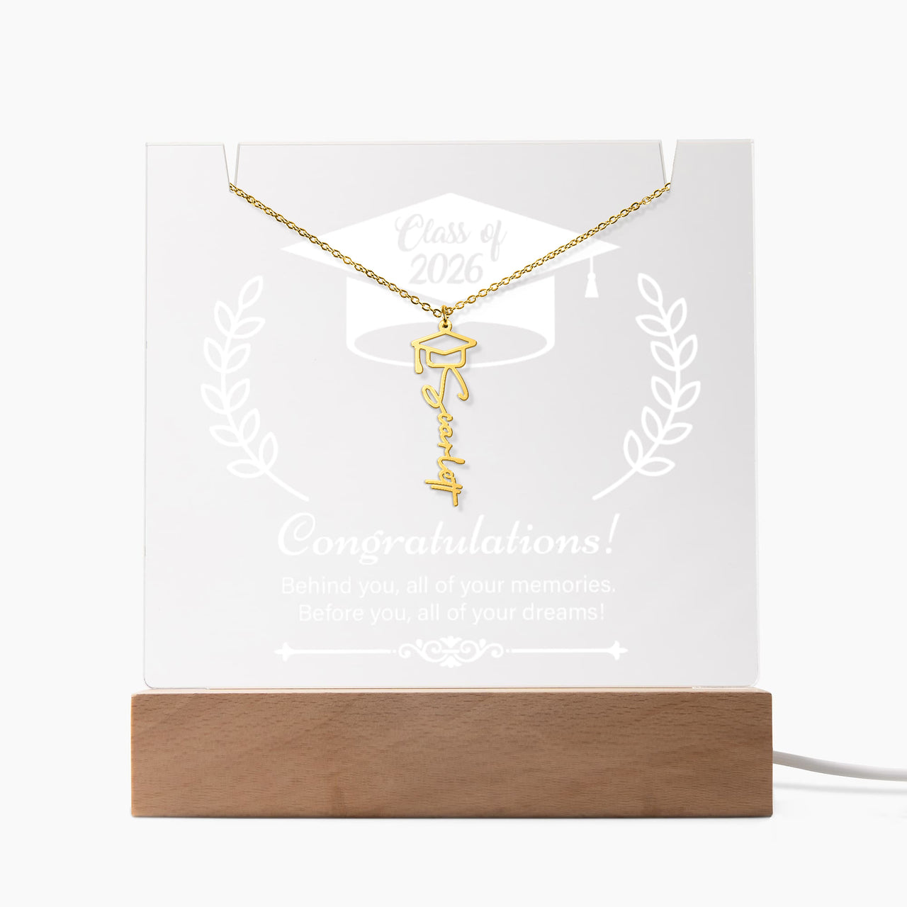 Keepsake Acrylic with Graduation Cap Name Necklace Bundle - Graduation