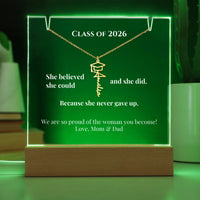 Keepsake Acrylic with Graduation Cap Name Necklace Bundle - Graduation she believe
