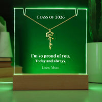 Keepsake Acrylic with Graduation Cap Name Necklace Bundle - SHE DID IT