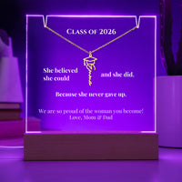 Keepsake Acrylic with Graduation Cap Name Necklace Bundle - Graduation she believe