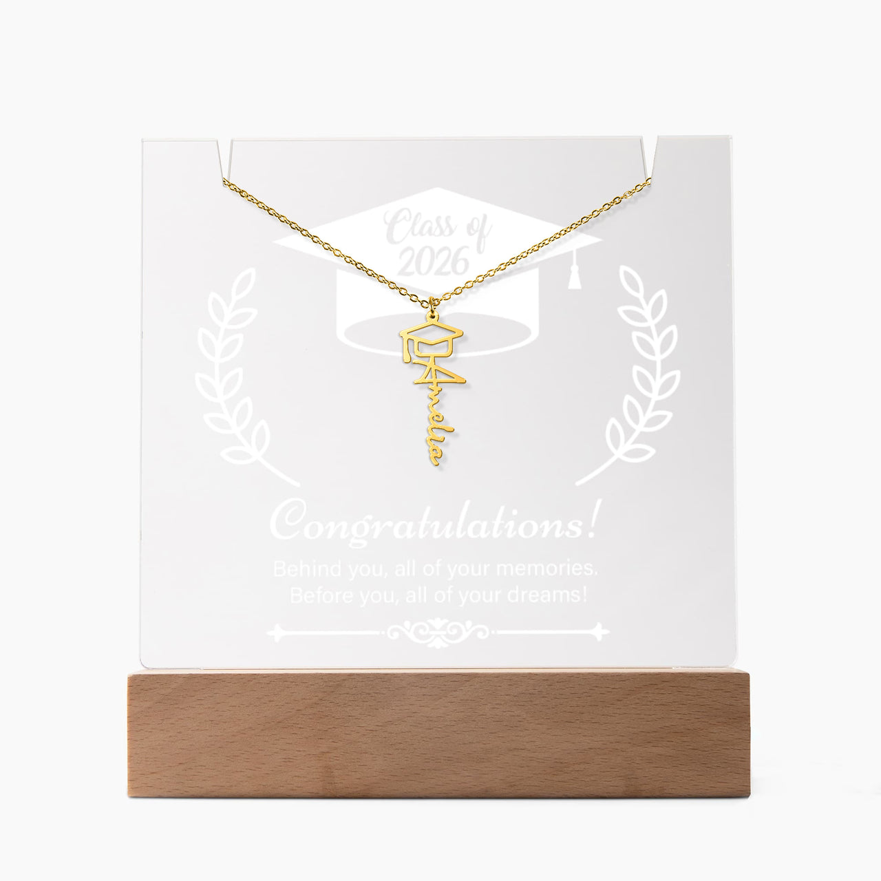 Keepsake Acrylic with Graduation Cap Name Necklace Bundle - Graduation