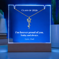 Keepsake Acrylic with Graduation Cap Name Necklace Bundle - FOREVER PROUD