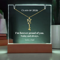 Keepsake Acrylic with Graduation Cap Name Necklace Bundle - FOREVER PROUD