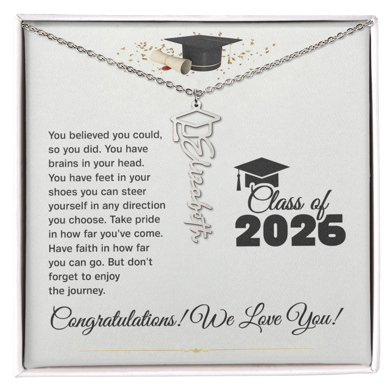 Graduation Cap Name Necklace - You Believed You Could