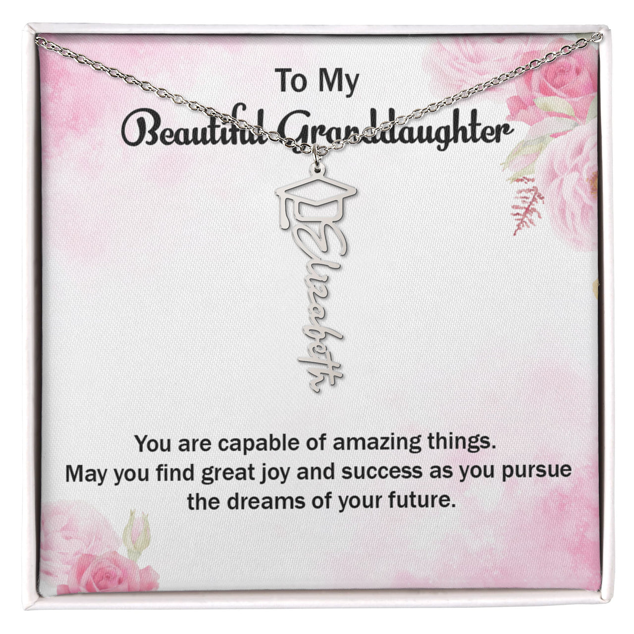 Graduation Cap Name Necklace - Gift for Granddaughter, May You Find Great Joy And Success