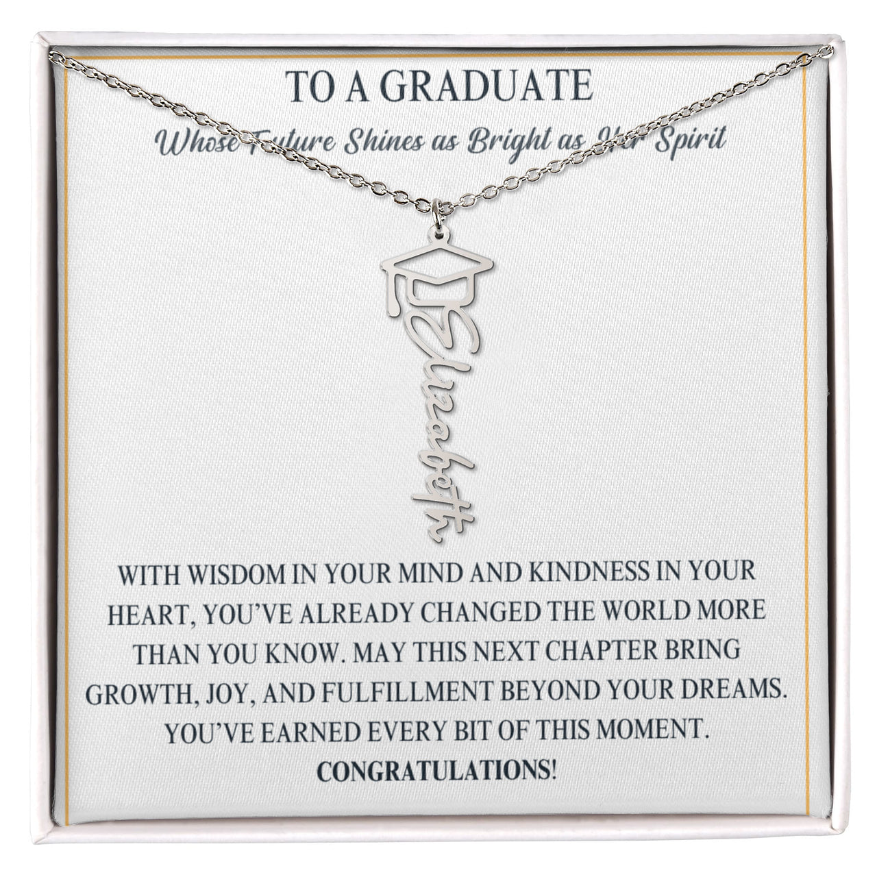 Graduation Cap Name Necklace - Wife