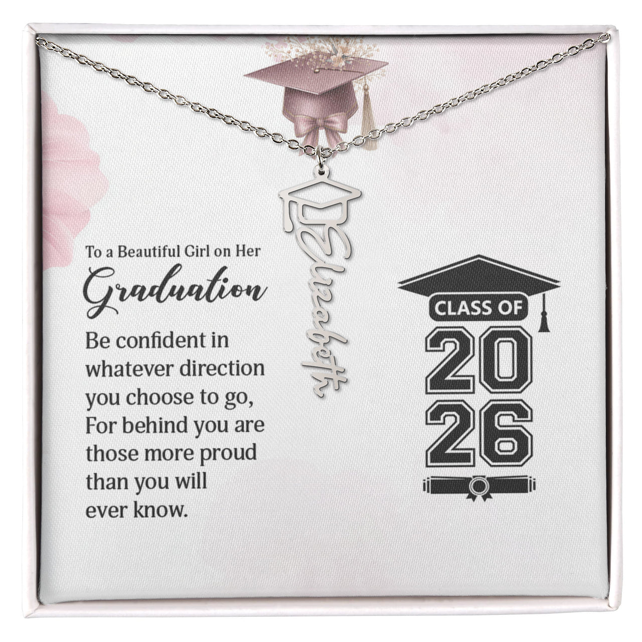 Graduation Cap Name Necklace - To a Beautiful Girl on her Graduation Day