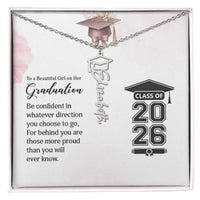 Graduation Cap Name Necklace - To a Beautiful Girl on her Graduation Day
