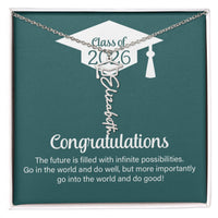 Graduation Cap Name Necklace - Go Into The World And Do Well