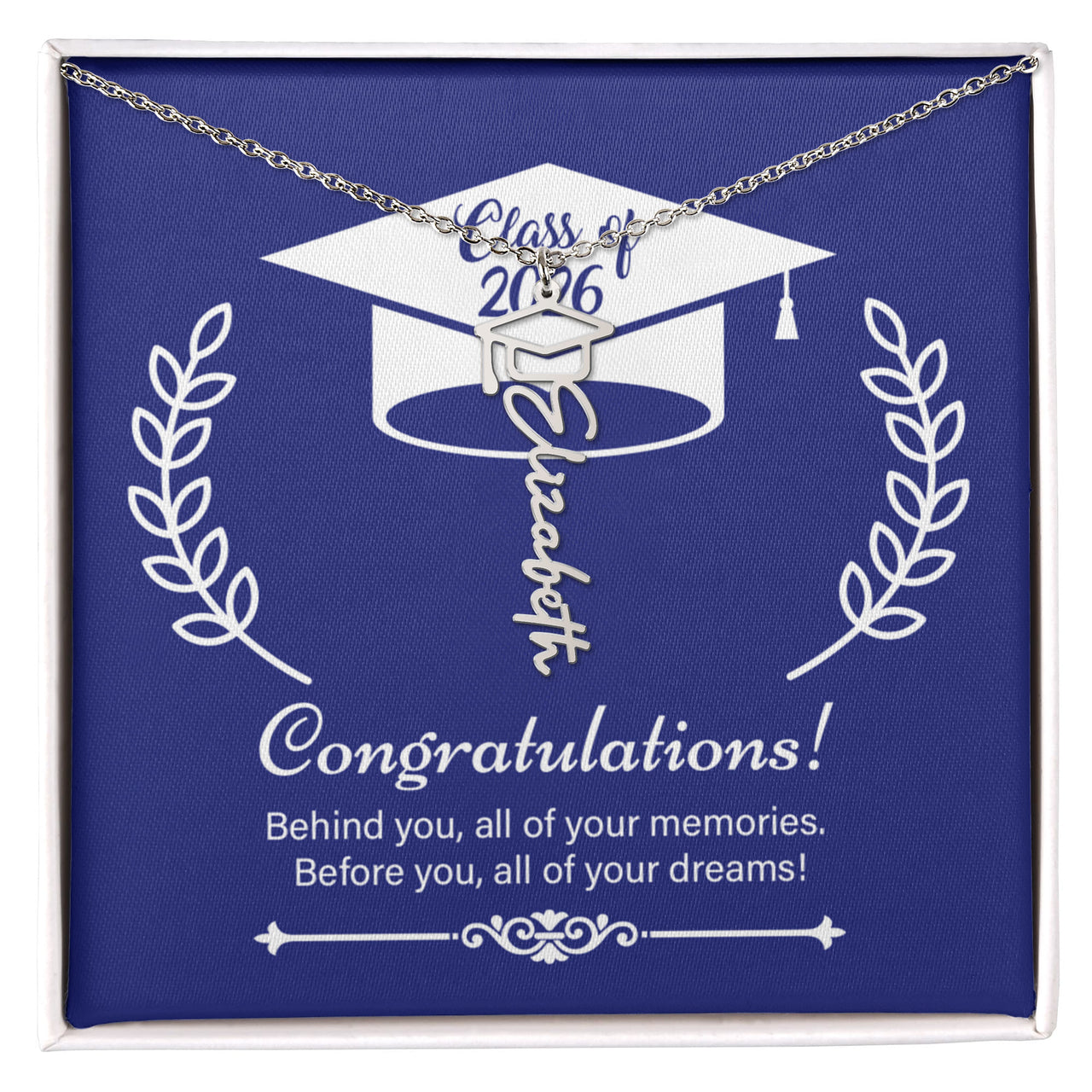 Graduation Cap Name Necklace - On Your Graduation Day