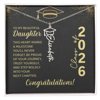 Graduation Cap Name Necklace - To My Beautiful Daughter, This Heart Marks
