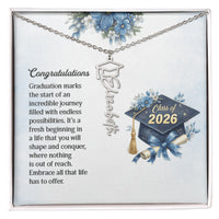 Graduation Cap Name Necklace - Congratulations, Graduation Marks