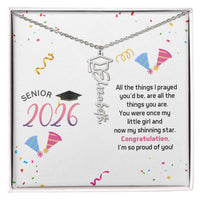 Graduation Cap Name Necklace - Senior Graduation, Gift for Daughter