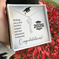 Graduation Cap Name Necklace - Wishing You a New World