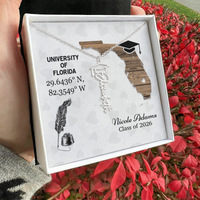 Personalized Graduation Cap Name Necklace - University Coordinates