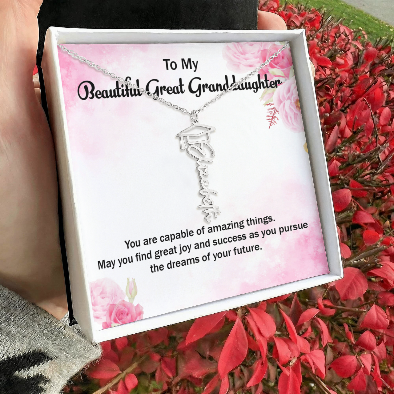 Graduation Cap Name Necklace - Gift for Great Granddaughter, May You Find Great Joy And Success