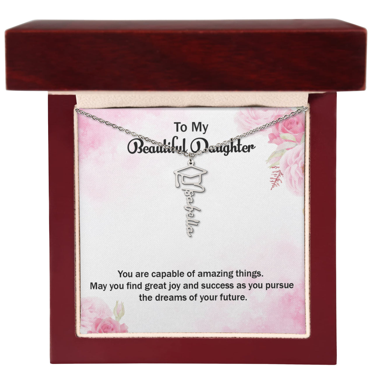 Graduation Cap Name Necklace - Gift for Daughter, May You Find Great Joy And Success