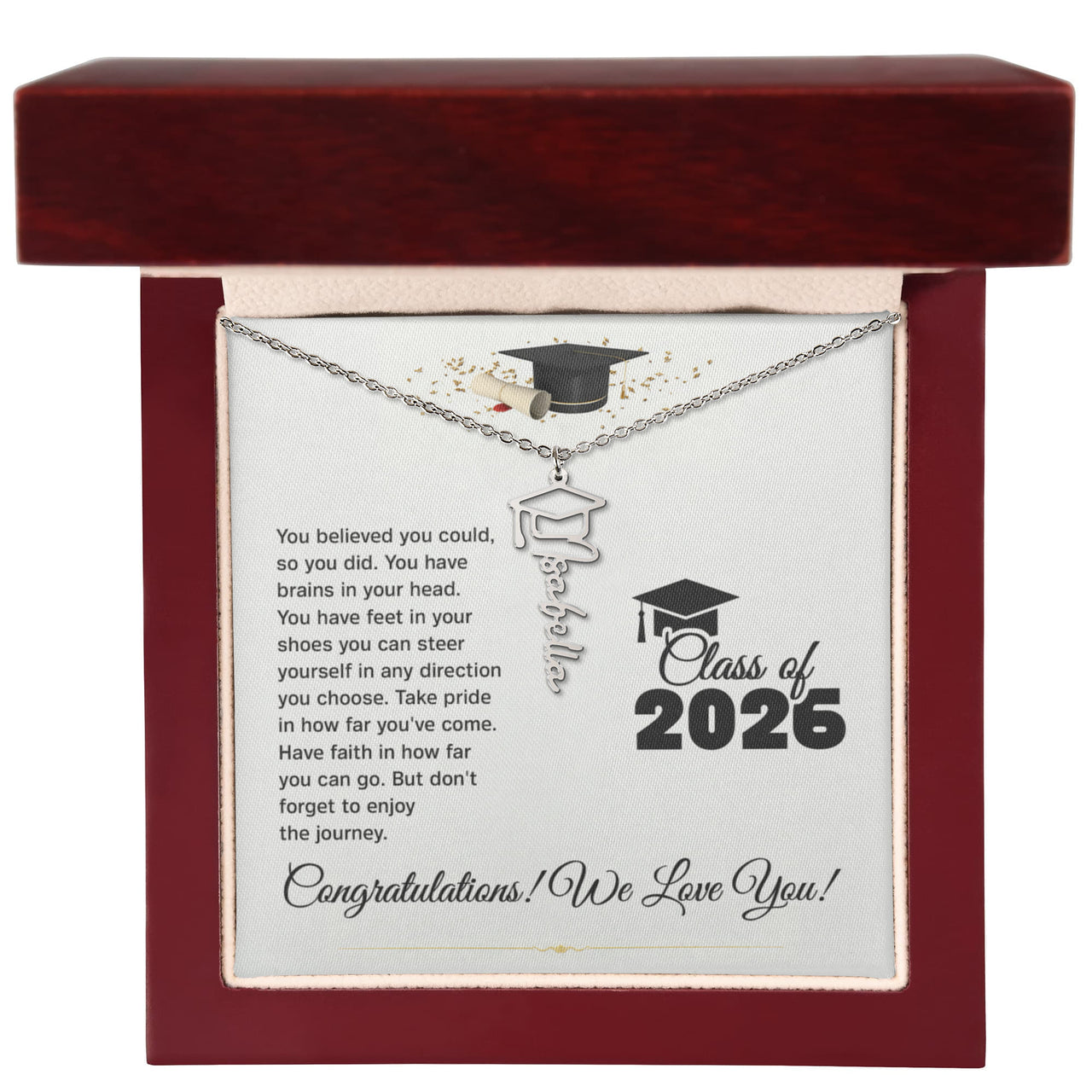 Graduation Cap Name Necklace - You Believed You Could