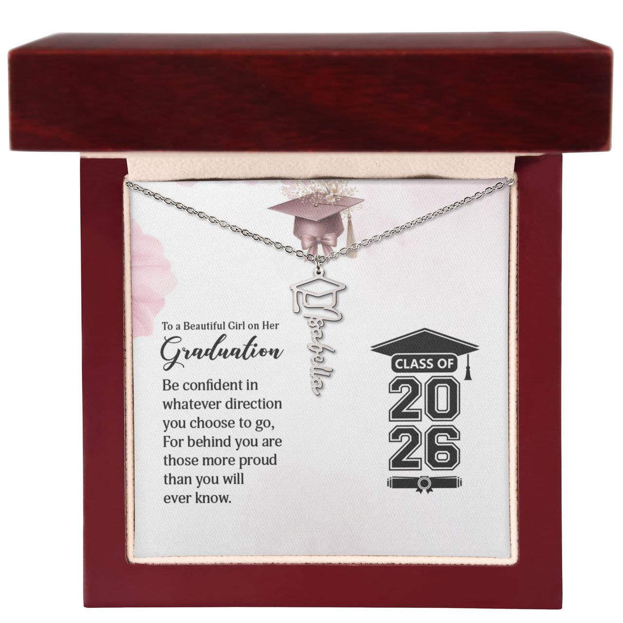 Graduation Cap Name Necklace - To a Beautiful Girl on her Graduation Day