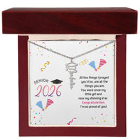 Graduation Cap Name Necklace - Senior Graduation, Gift for Daughter
