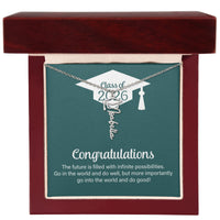 Graduation Cap Name Necklace - Go Into The World And Do Well