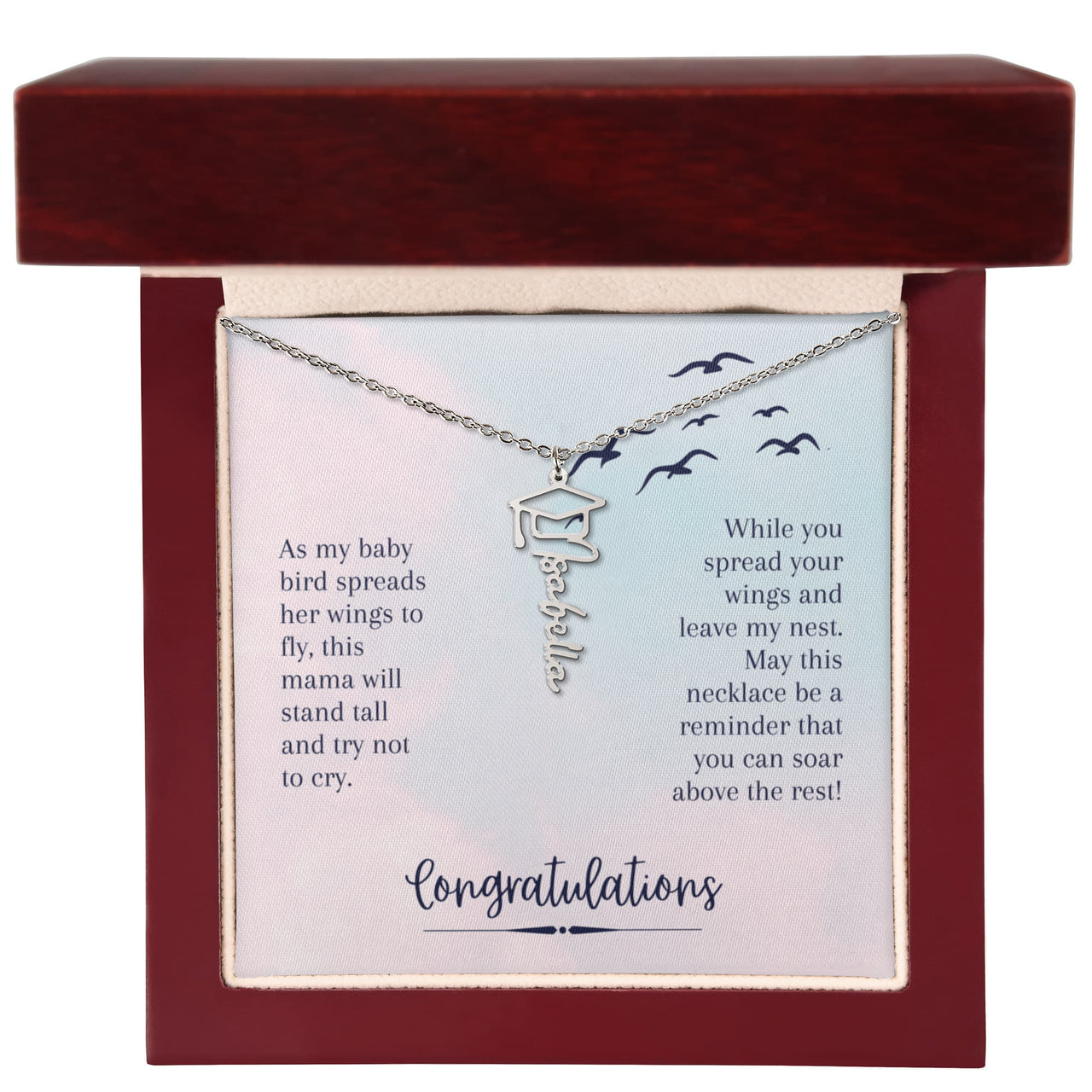 Graduation Cap Name Necklace - Gift For Daughter From Mom, Soar Above The Rest