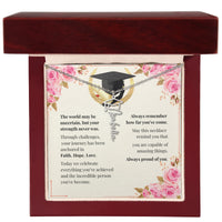Graduation Cap Name Necklace - Faith. Hope. Love.