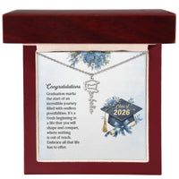 Graduation Cap Name Necklace - Congratulations, Graduation Marks
