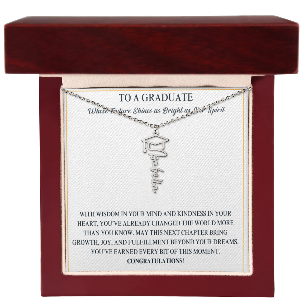 Graduation Cap Name Necklace - Wife