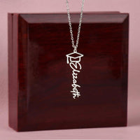 Graduation Cap Name Necklace - Congratulations, Graduation Marks