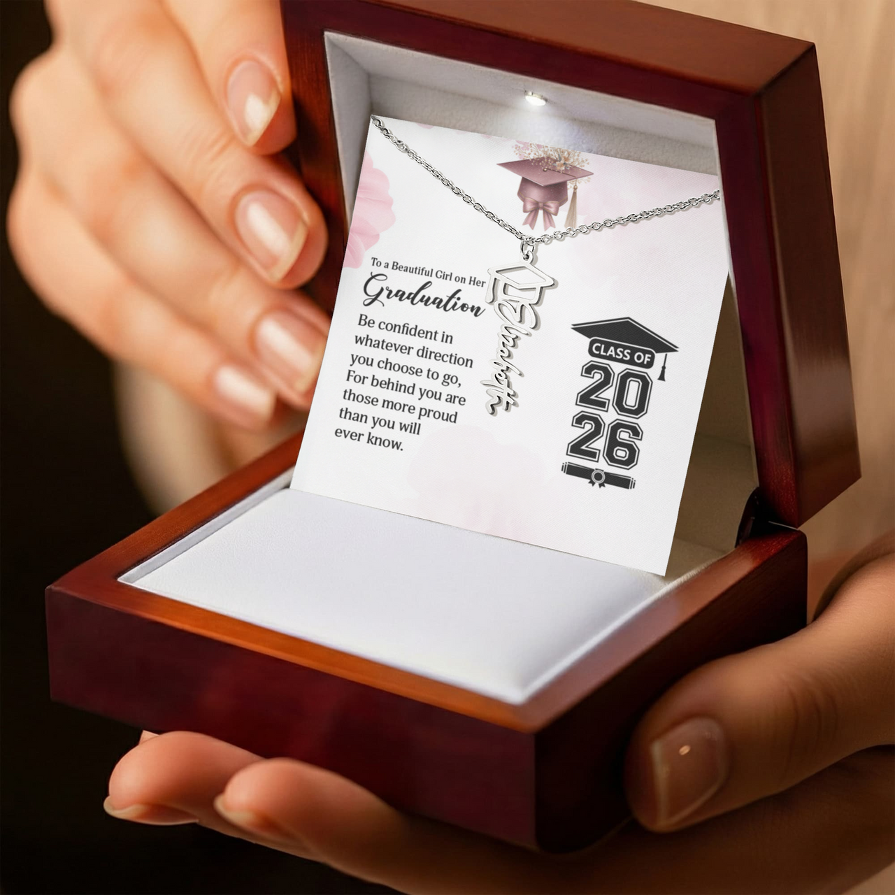 Graduation Cap Name Necklace - To a Beautiful Girl on her Graduation Day