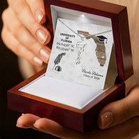 Personalized Graduation Cap Name Necklace - University Coordinates