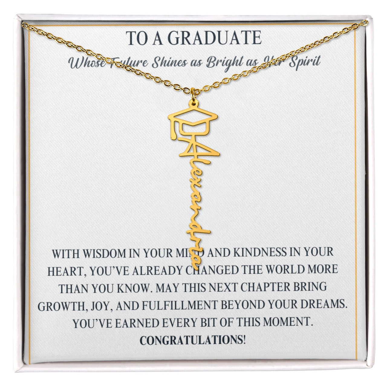 Graduation Cap Name Necklace - Wife