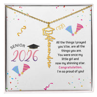 Graduation Cap Name Necklace - Senior Graduation, Gift for Daughter