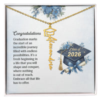 Graduation Cap Name Necklace - Congratulations, Graduation Marks